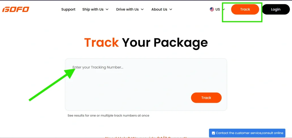 Enter the Tracking Number